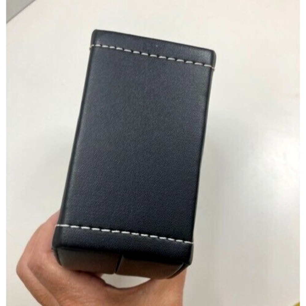 New Black Leather Travel Jewelry Case Mirror, Hard Outer Snap Case - Picture 10 of 13
